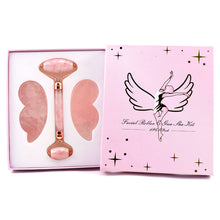 Load image into Gallery viewer, Pink Crystal Roller Butterfly Jade Facial Beauty Massager